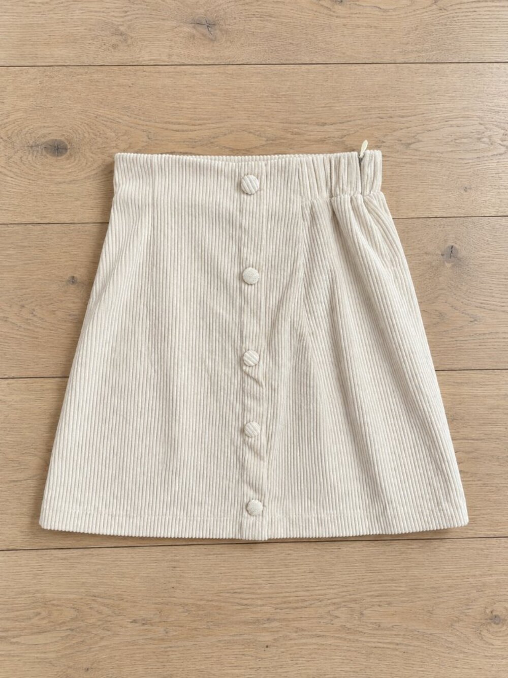 Cream Corduroy Mini Skirt A Line Button Front Cottagecore XS